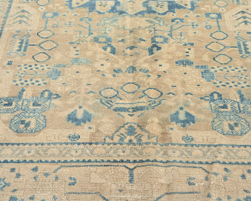 5x9 Vintage Brown Persian Style Hand Knotted Low Pile Wool Area Rug